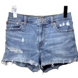 Levi's Cutoff Jeans Shorts Hi Rise Blue Distressed Raw Hem Denim 26 Red Label